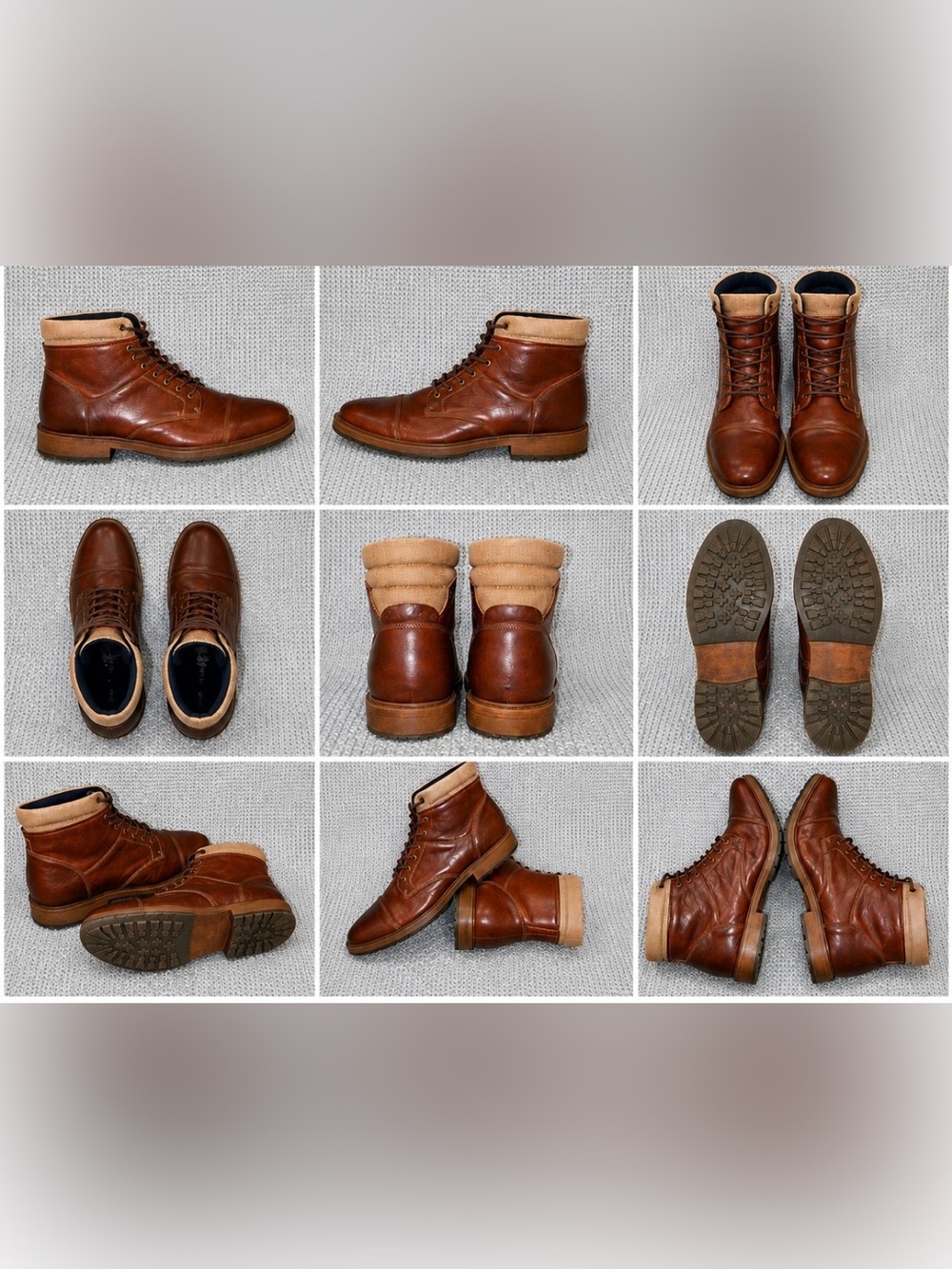 Men's Brown Leather Lace-Up Ankle Boots Size 10.5